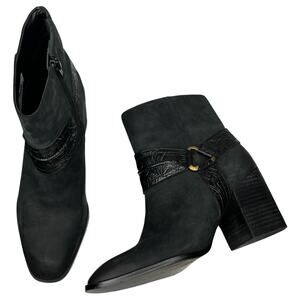 Vionic Boots Womens Size 7 Vienna Carnelia Black Ankle Square Toe Block Heel